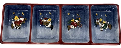 Bandeja para servir de 4 secciones DEBBIE MUMM Snow Angel Village Sakura Oneida como está astillas Foto 1 de 4