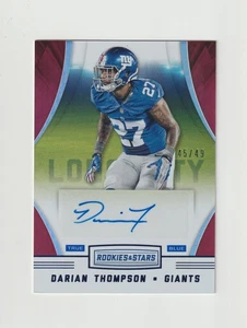 Tarjeta de novato firmada por Darian Thompson Giants 2016 Panini Rookies & Stars RC RLS-DTH - Imagen 1 de 3