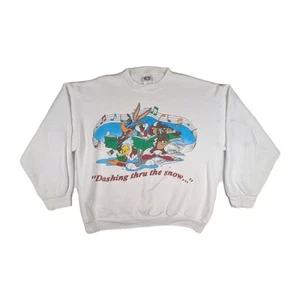 Vintage 1995 L Looney Toons Warner Bros Christmas Sweatshirt 90s Dashing Caroling - Bild 1 von 9