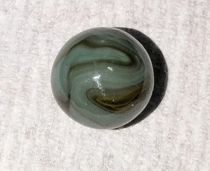 Stunning Vintage Pastel Blue Marble With Olive Swirls  - Foto 1 di 3