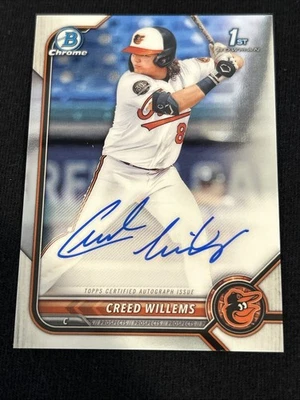 2022 Bowman - Chrome Prospect Autographs Creed Willems #CPA-CW (AU, RC) - Image 1 of 2