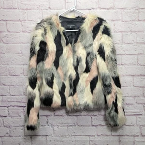 Cynthia Rowley Neapolitanische Kunstfell Cropped Jacke Damen M Party Glam Cozy Boho - Bild 1 von 7