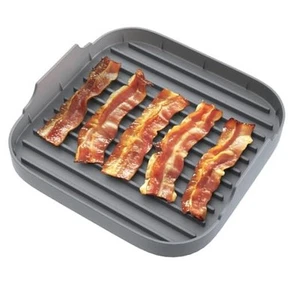 Bacon Cooker for Microwave Oven, Large Silicone Microwave Bacon Tray, Grey - Picture 1 of 7