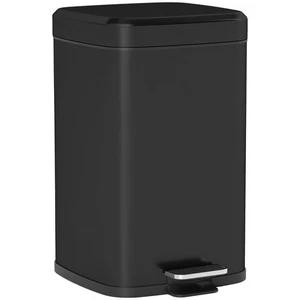HOMCOM 20L Kitchen Pedal Bin, Metal Rubbish Bin with Soft-close Lid, Black - Picture 1 of 11