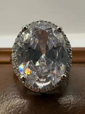 Quality 925 Sterling Silver Large Stone Cluster Ring • 7.17 Grams • Size - M - Image 1 of 4