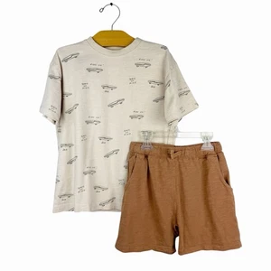 Camiseta y pantalones cortos de skate relajados Rylee + Cru conjunto a juego talla 6-7 algodón - Imagen 1 de 10