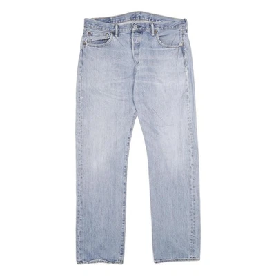 LEVI'S 501 Mens Jeans Blue Classic Straight Denim Light W36 L34 Button Fly - Image 1 of 4
