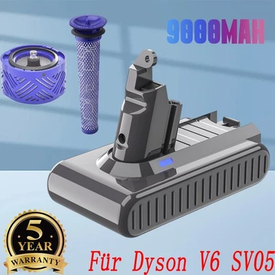MARKENLOS(无品牌),FÜR DYSON V6 Für Dyson V6 SV05 9000mAh Akku + Filter Animal Staubsauger DC61 DC62 DC58 DC59