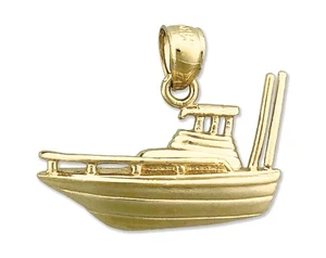Charm barca da pesca oro 14 kt 25 mm - Foto 1 di 6