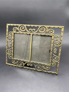 Verzierter Doppel Bilderrahmen Messing Metall freistehend Steampunk Nieten Bild - Bild 1 von 15