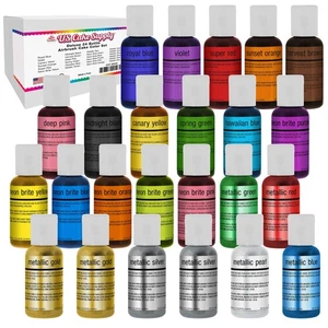 US Cake Supply Chefmaster Deluxe 24 Botellas Aerógrafo Pastel Color Set en 0.64fl.oz. - Imagen 1 de 5