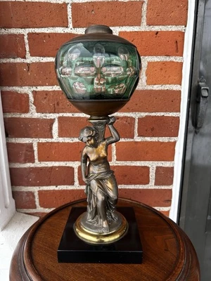 Antigua lámpara de aceite de queroseno firmada por IDEN & Co. #2 quemador de aceite RARA 1880 cortada a transparente Foto 1 de 4