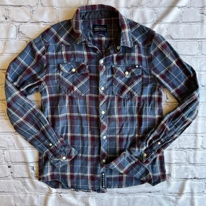 Lucky Brand Western Plaid Flannel Womens Snap Down Shirt Large Cozy Country Boho - Picture 1 of 11
