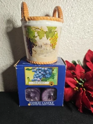RARO Yankee Candle Vineyard Vela de luz de té perfumada - Paquete de 12 NUEVO Y soporte Foto 1 de 4