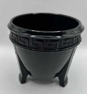 L E Smith Black glass footed bowl with Greek key pattern - Picture 1 of 8