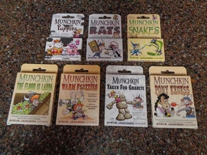 Munchkin Set 7 Erweiterungspacks Granit Larve Welpen Schlangen Pony Ratten Fuzzies - Bild 1 von 17