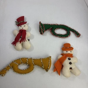 De Colección Hecho a Mano Fieltro Lentejuelas Adornos de Navidad Conjunto De 4 LOTE #5 Banda Cuernos Muñecos de Nieve - Imagen 1 de 8