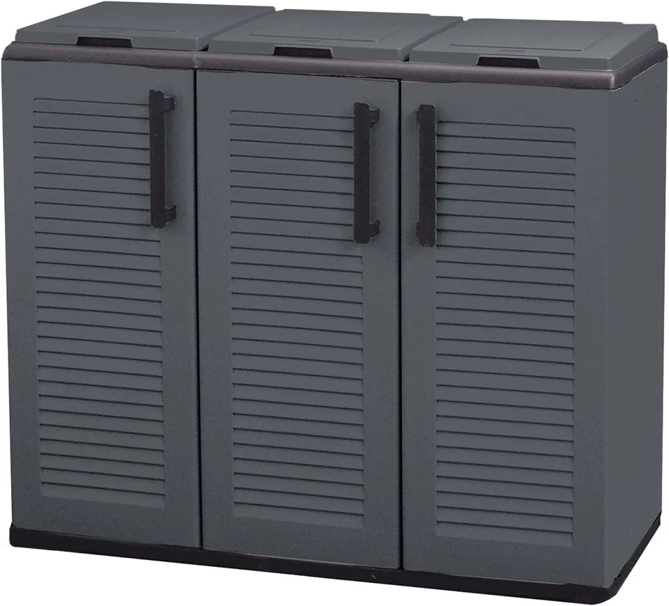 ARMADIO PATTUMIERA IN PLASTICA 3 SCOMPARTI 102X37XH84 CM CAPACIT� 300 LITRI - Immagine 1 di 4