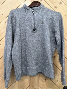 LACOSTE cashmere blend 1/4 Zip Sweater Jumper sz 6 US Lg Gray Lightweight - Picture 1 of 8