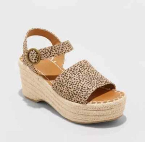 Nueva Alpargata Para Mujer Morgan Dos Piezas Cuña Marrón/Leopardo Hilo Universal 11 - Imagen 1 de 1