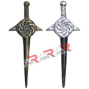 AAR Celtic Swirl Sword Kilt Pin 4" Antique/Chrome Finish/Kilt Pins Shield Design - Picture 1 of 11