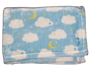 Baby Starters Blue White Clouds Blanket Yellow Stars Moom 2014 Lovey 30x40 - Picture 1 of 2