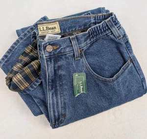 LL Bean Flannel Lined Double L Jeans Mens 34/30 STonewashed NWT - Picture 1 of 13
