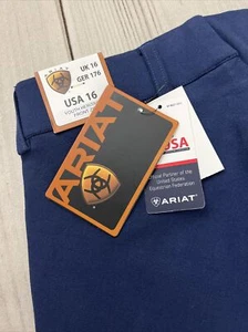 Nuevo con etiquetas Ariat Youth Heritage Parche de Rodilla con Cremallera Frontal Brechas de Montar Unisex 16R Azul Marino - Imagen 1 de 12