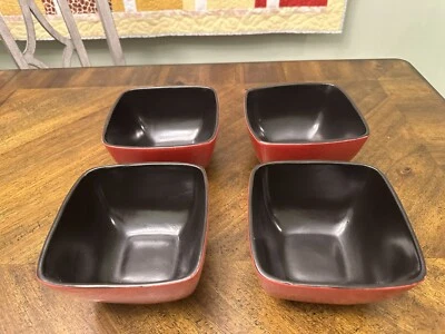 Gibson Home RAVE Rojo Negro Sopa Cereal Cuencos Cuadrados Inspiración Asiática 6" Foto 1 de 4