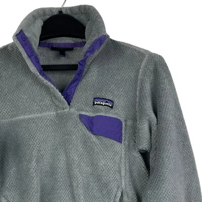 Patagonia Re-Tool Snap T Pullover Womens Small Soft Fleece Jacket Gray Purple - Image 1 of 4