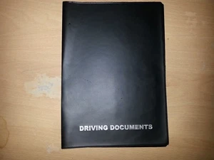 A5 BLACK CAR DOCUMENT HOLDER HOLDER WITH CARD POCKET - printed in Silver - Picture 1 of 2