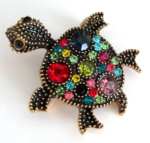 Broche de tortuga con piedras preciosas de colores mezclados - Imagen 1 de 2
