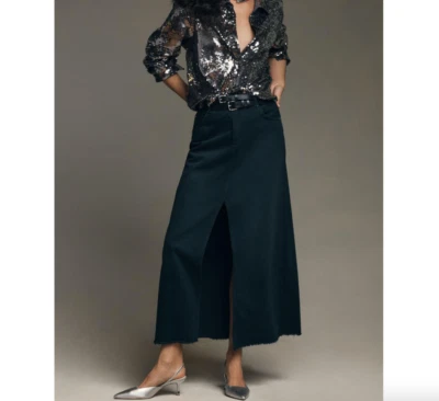 Anthropologie Pilcro The Madi Front-Slit Denim Skirt Black Women's Size 2 NWOT - Image 1 of 4