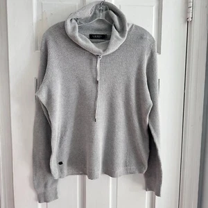 Maglione Lauren Ralph Lauren collo cappuccio maglia waffle termica manica lunga grigio taglia L - Foto 1 di 11