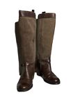 Naturalizer Comfort Leather Boots Women 8.5 Brown Riding Glassy Studs Side Zip 