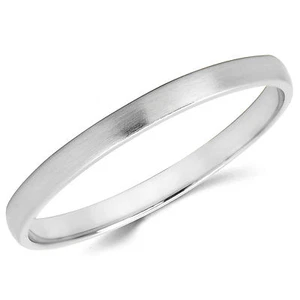 Solid 10K White Gold 2mm Brush Finish Comfort Fit Men Women Wedding Band Ring - Picture 1 of 4