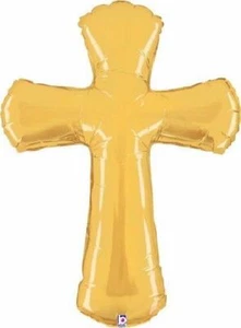 Gold Cross Giant Foil Balloon Holy Communion Confirmation Party Decoration - Picture 1 of 1