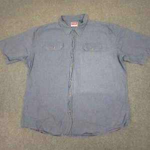 Wrangler Shirt Mens 3XLARGE TALL blue Short Sleeve Button Up collared Size 3XLT - Picture 1 of 8