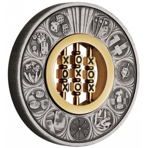 2 $ Dollar Games Through The Ages - Tic Tac Toe - Tuvalu 2 oz plata 2022 - Imagen 1 de 5