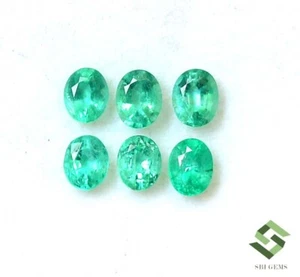 Lote de 06 piedras preciosas sueltas calibradas 2,22 CTS corte ovalado esmeralda natural de 5x4 mm - Imagen 1 de 7