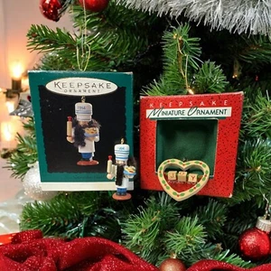 VTG 80s 90s Hallmark Nutcracker Keepsake Ornament Miniature Pair Joyous Heart - Picture 1 of 10