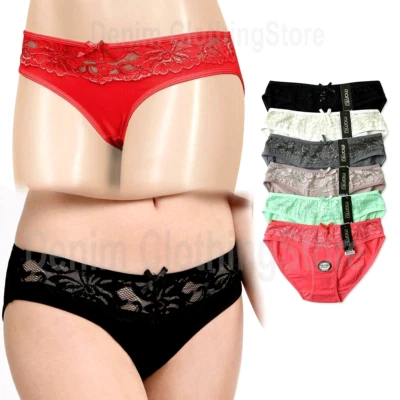 6 Женщин леди хлопок нижнее белье трусы трусики белье сексуальный кружевной бикини размер M - Изображение 1 из 3