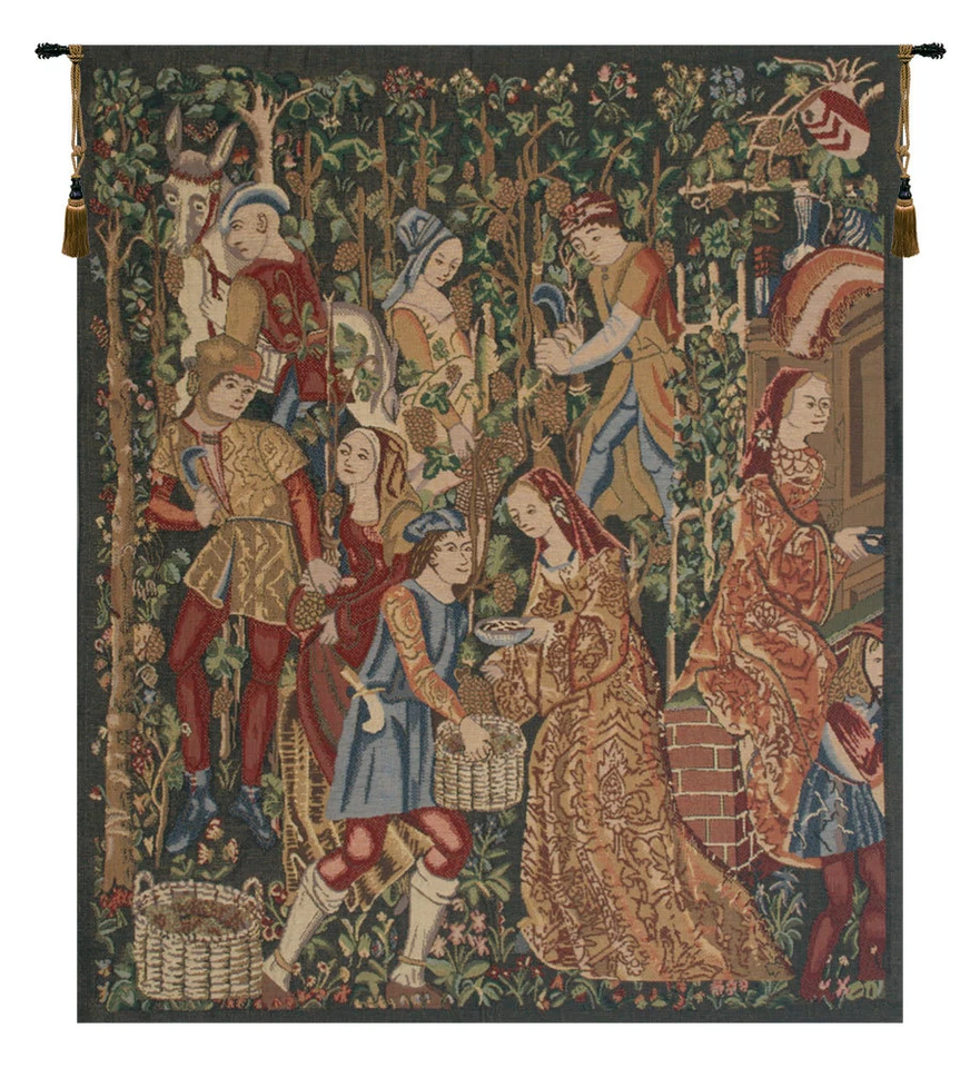 Vendages Right Side Red Belgian Medieval Wine and Feast Woven Wall Tapestry