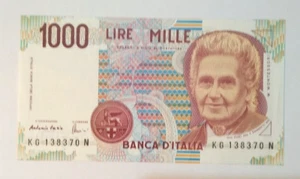 BANCONOTA 1000 LIRE MONTESSORI- FIRMA FAZIO\AMICI-3 Ottobre 1990- FIOR DI STAMPA - Foto 1 di 2