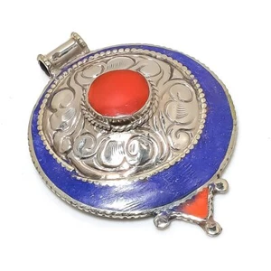 Natural Lapis Lazuli, Coral Gemstone Handmade Jewelry Pendant 2.88" Gift c731 - Picture 1 of 6