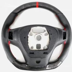 For 2012-2015 Chevy Camaro CF Leather Steering Wheel W/ Red Stitching Indicator - Picture 1 of 6
