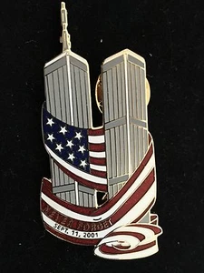TWIN TOWERS SEPTEMBER 11 2001 9-11 911 2001 NEVER FORGET PINCRAFT PIN NEW - Picture 1 of 6