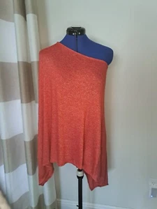 Kay Celine Womens Orange One Shoulder Poncho Size Medium EUC Soft & Comfortable - Picture 1 of 9