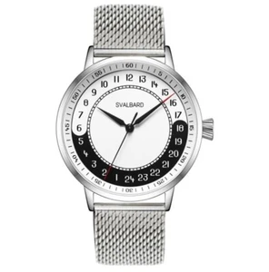 Svalbard YIN YANG AA53 Swiss Quarz Stahl Weiß Silber Schwarz Herren Uhr - Bild 1 von 4