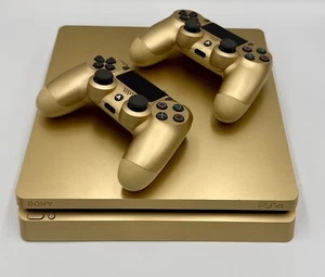 Gold Sony PlayStation PS4 With 2 Gold Controller DualShock 4 V2 with Power Cord - Picture 1 of 4